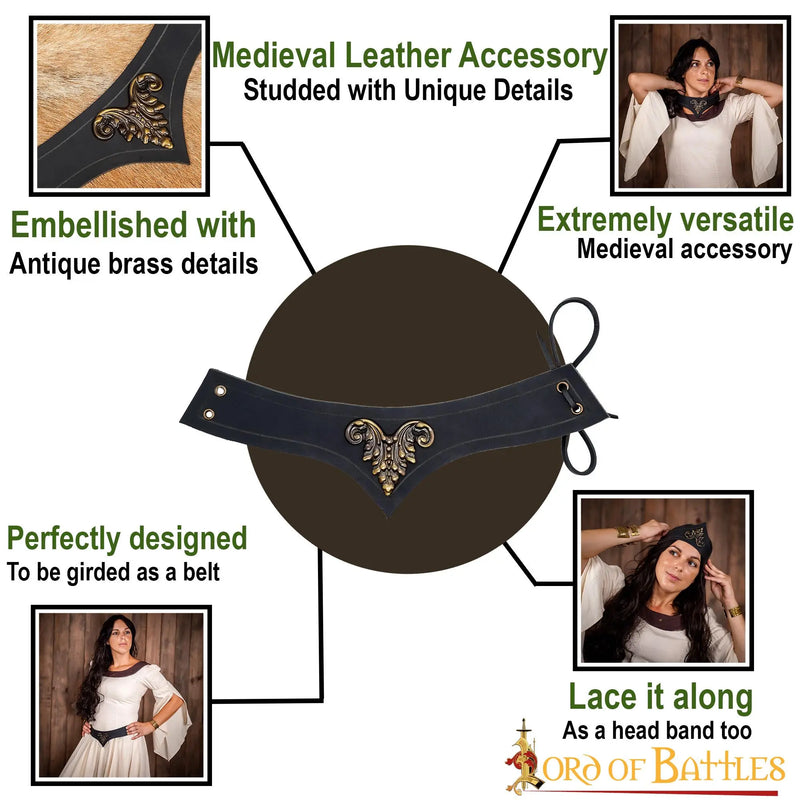 Tiara in pelle Estel, nera