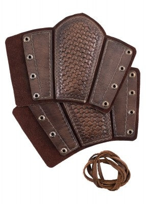 Drogon leren bracers, onderarmbeschermers, bruin