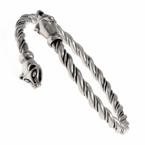 Vikingarmband met Wezelkoppen, verzilverd brons