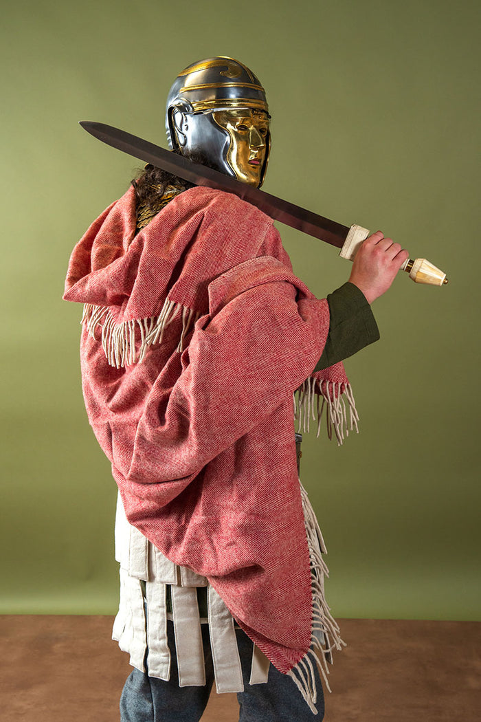 100 % uldtæppe/kappe, sildebensvævning, rustfarvet