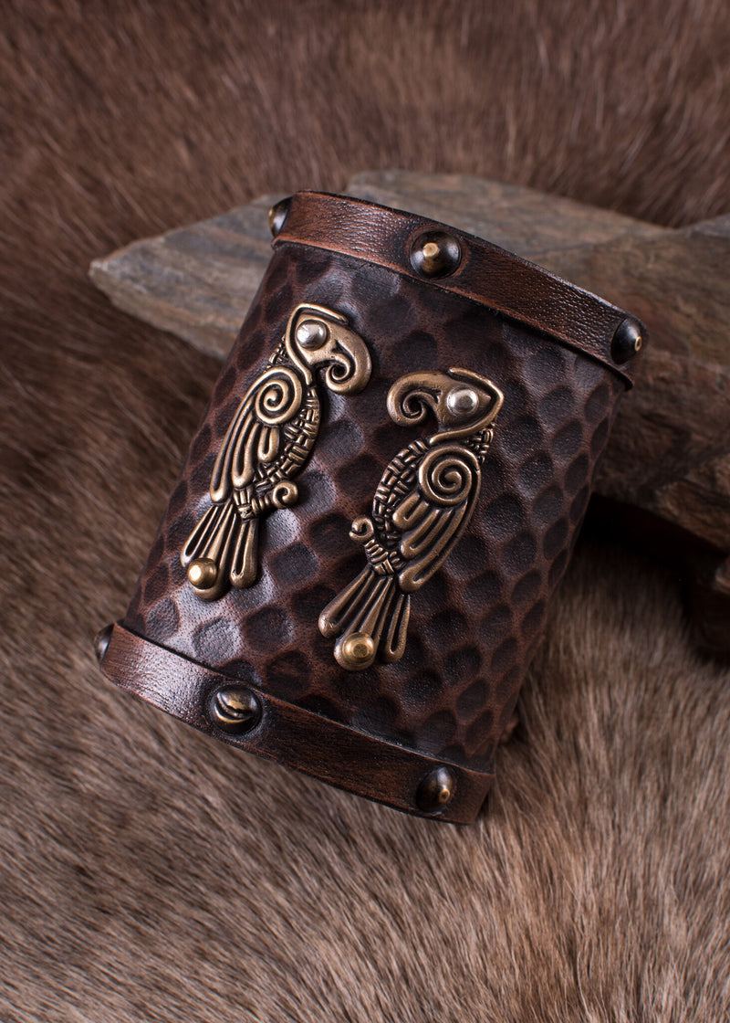 Bracelet Huginn & Muninn, cuir