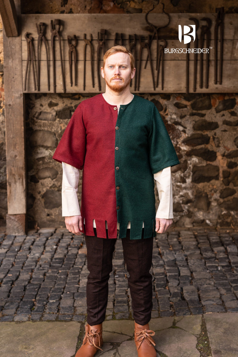 Surcoat Aleran, left, green, wool mix