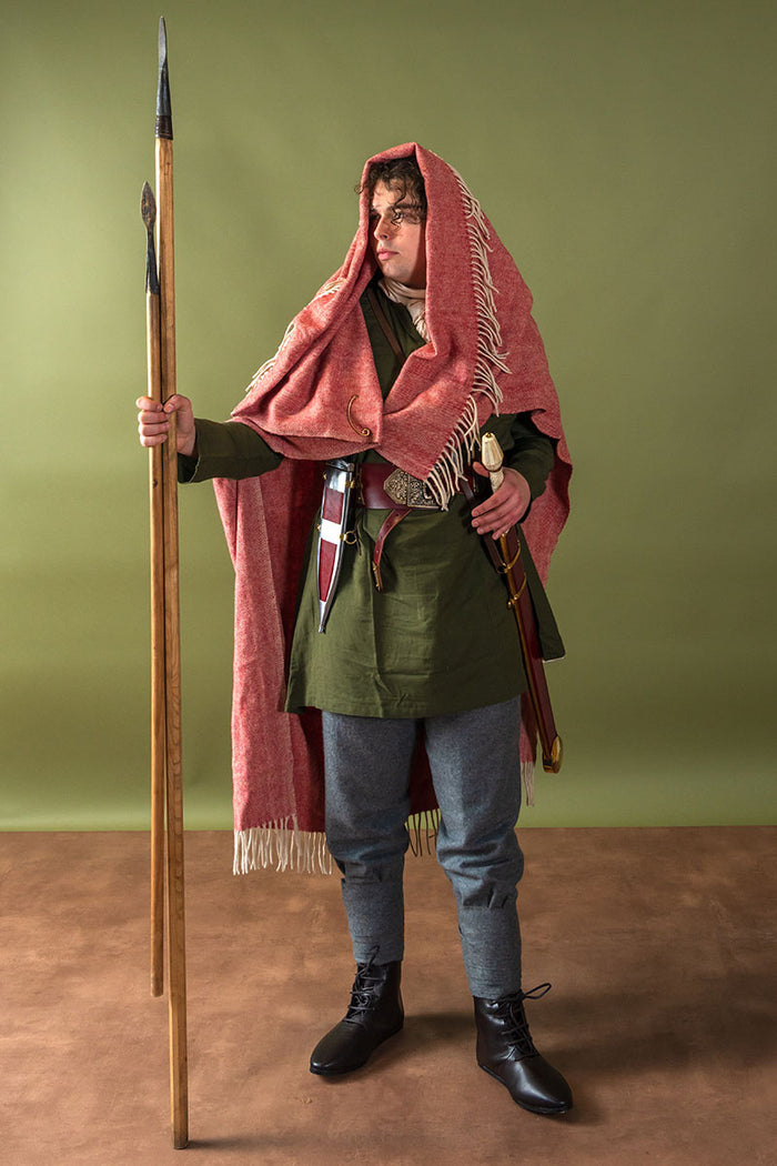 100 % uldtæppe/kappe, sildebensvævning, rustfarvet