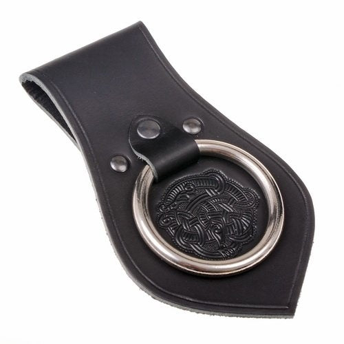 Soporte de armas de cuero para cinturón con motivo vikingo, negro