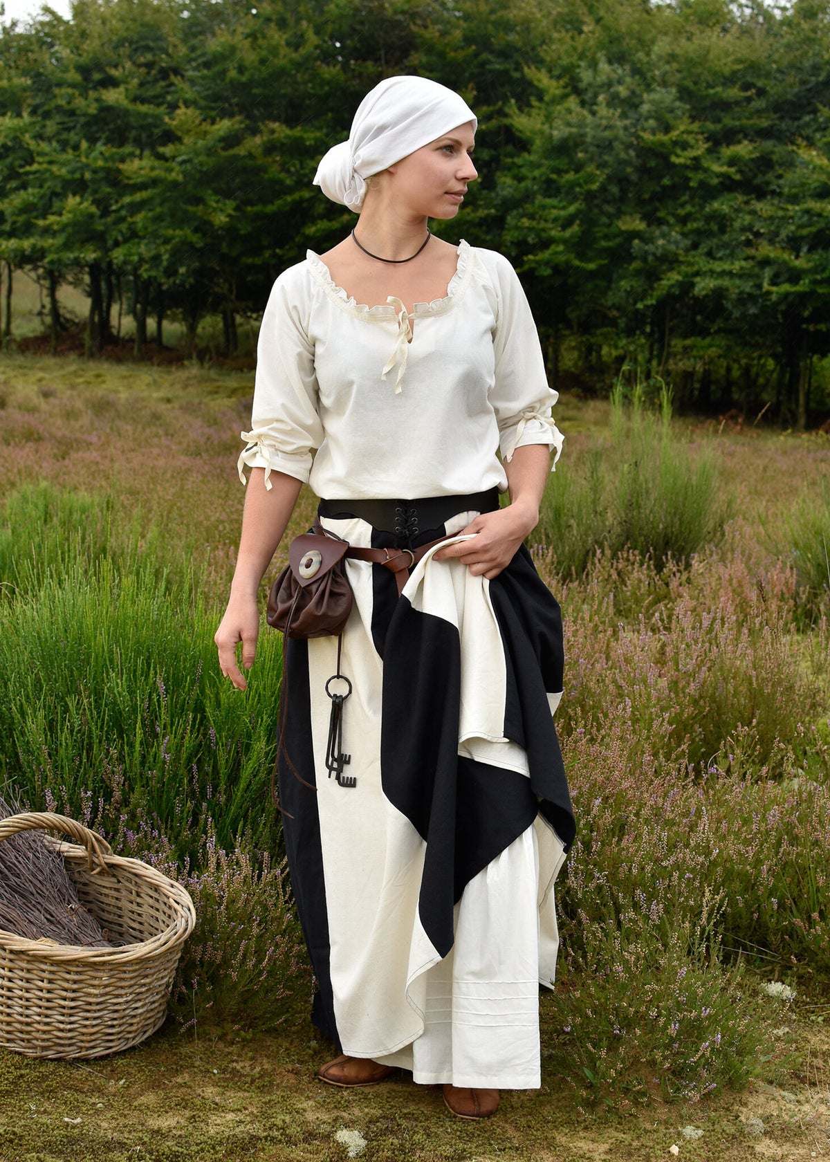 Middelalderligt hovedtørklæde, creme