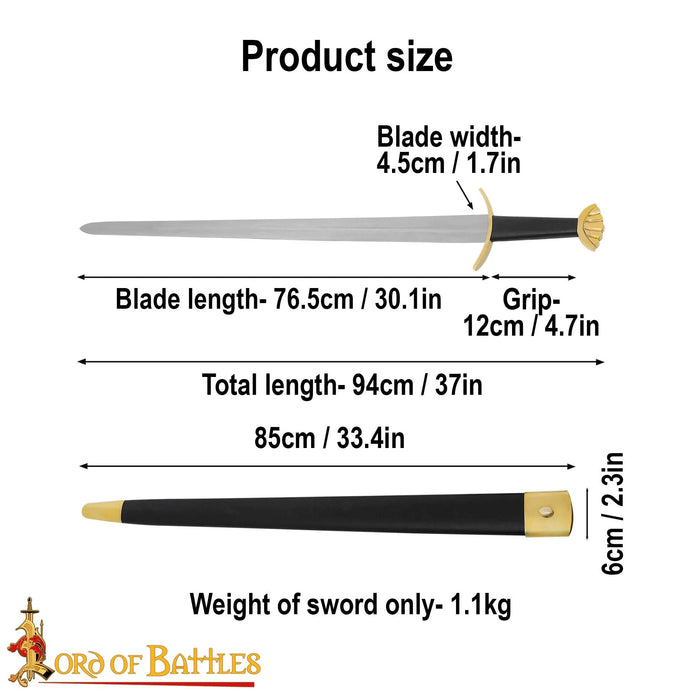 Épée viking Ubbe avec fourreau, semi-tranchante