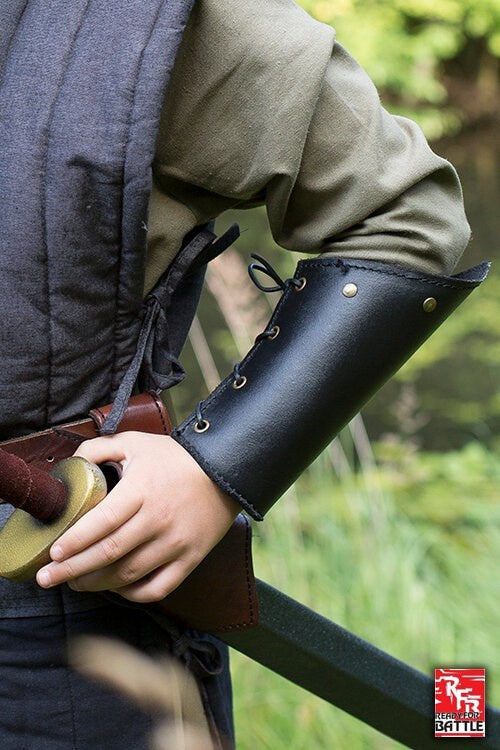 Brazales de cuero RFB, protectores de antebrazo, negros, par