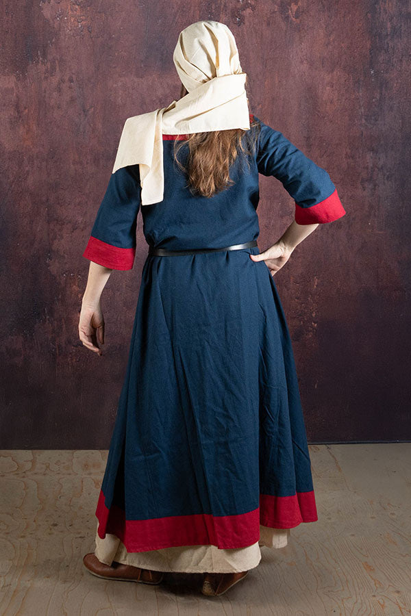 (Vroeg) middeleeuwse jurk Clotilde, blauw-rood