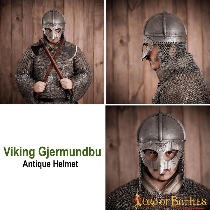 Casco vikingo Gjermundbu, patinado, 1,6 mm
