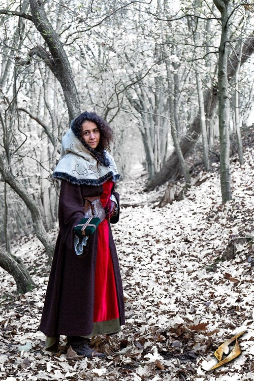 Kaptur z futrzanym brzegiem Gisla, szary, mieszanka wełny