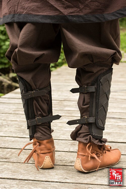 RFB Leder Wikinger Schienbeinschützer, schwarz, Paar