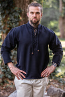 Camisa de algodón grueso, negra