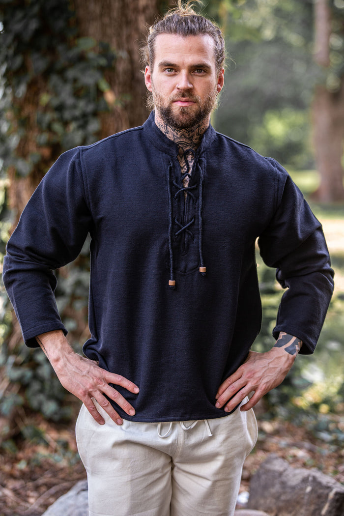 Camisa de algodón grueso, negra