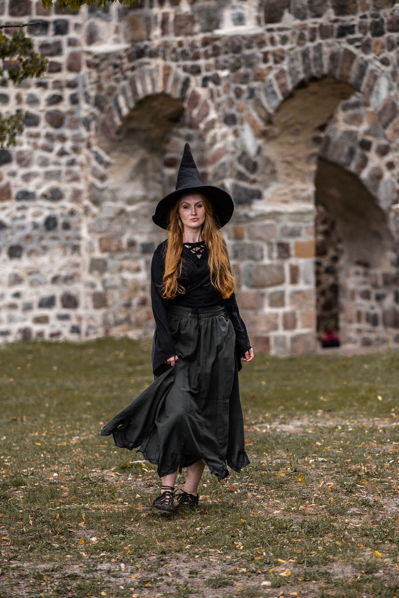 Kapelusz czarownicy, czarny, filc wełniany