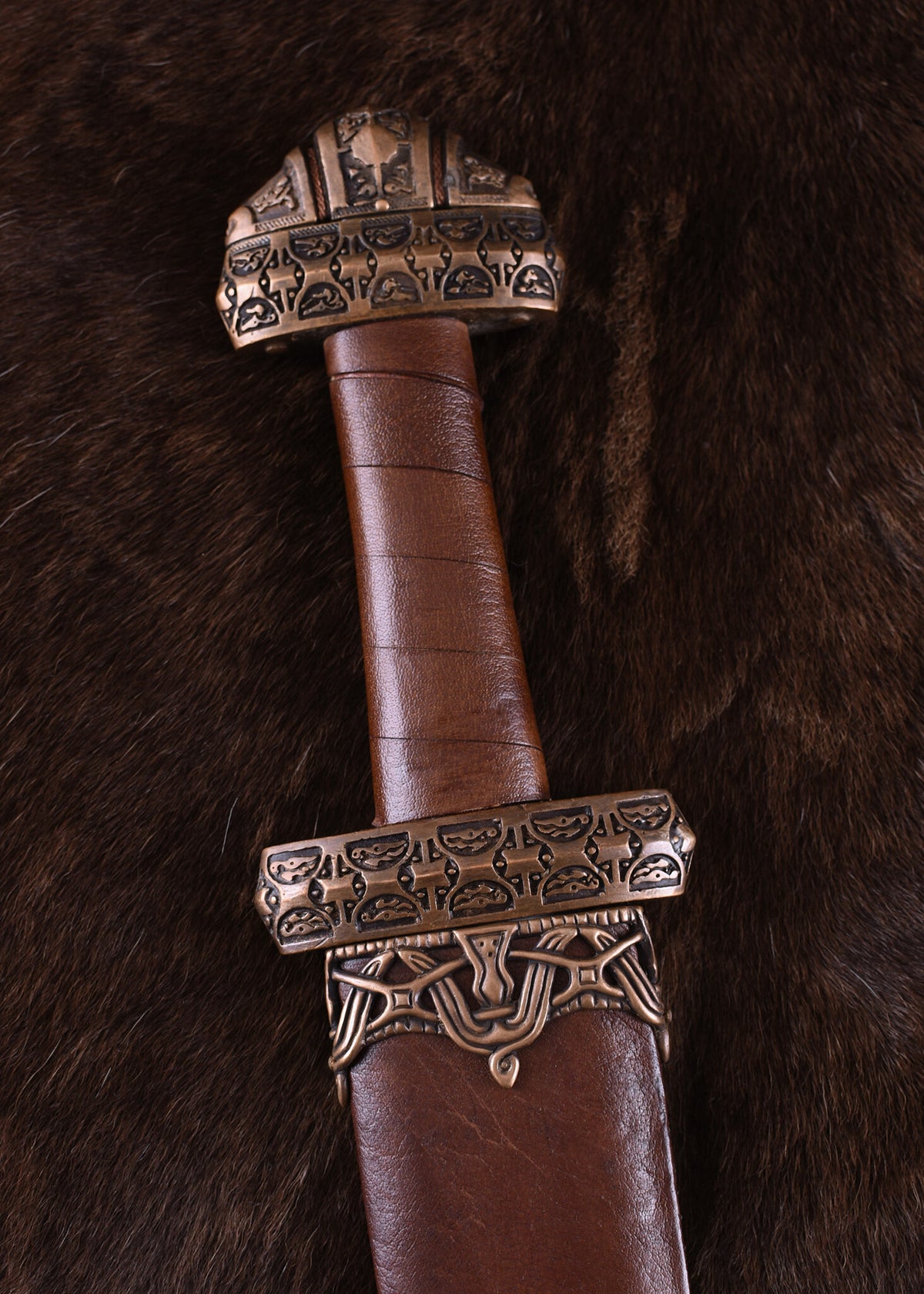 Vikingzwaard eiland Eigg, leren grip, getemperd, semi-scherp