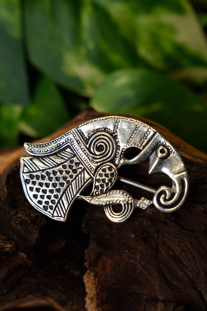 Germanic raven brooch Gotland, right, silvered bronze