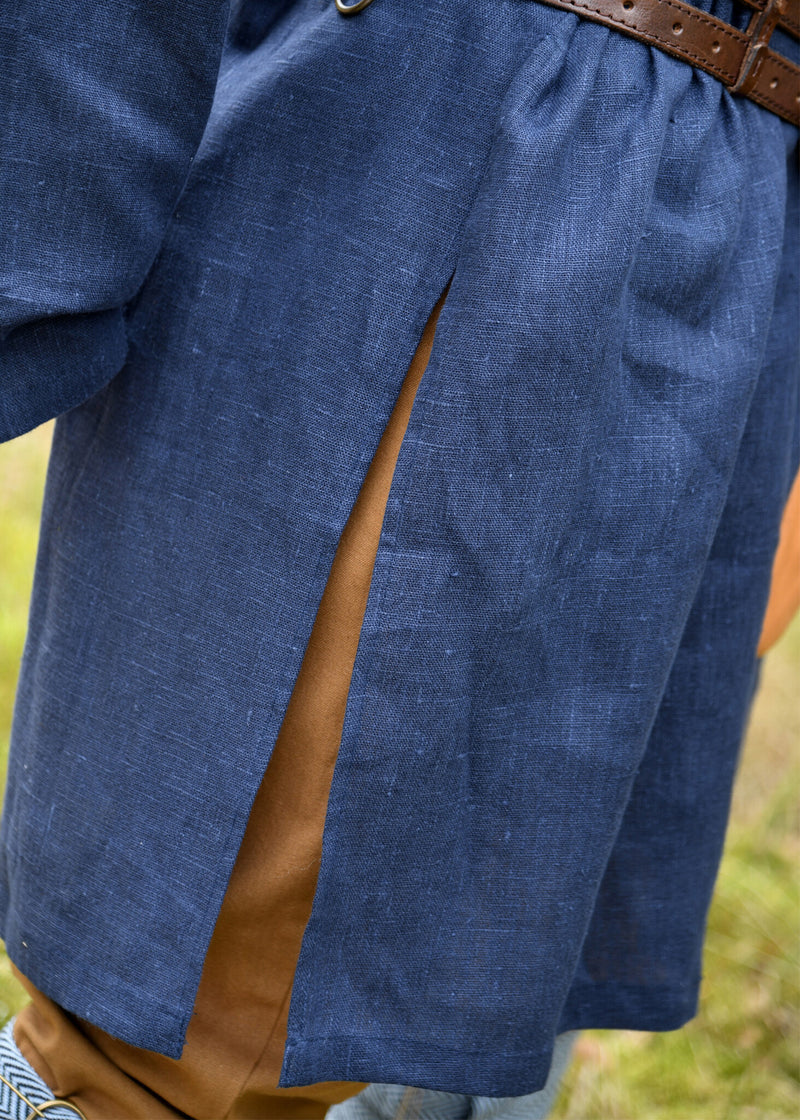 Middelalderlig hør-tunika, blå