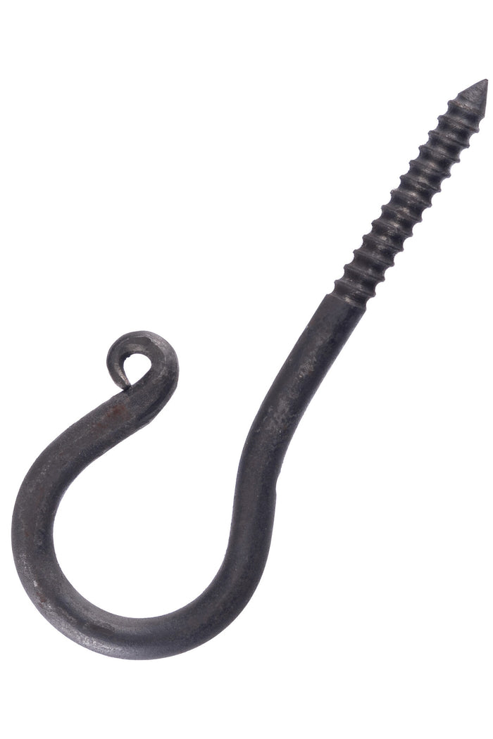 Hand-forged steel screw hook