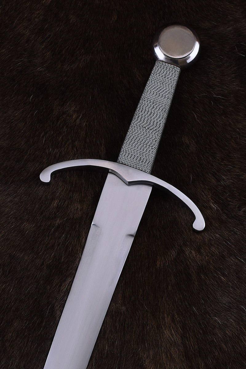 Medieval sword with bent cross-guard, semi-sharp