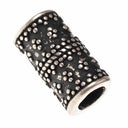 Cylindrisk vikingeskægperle med granulering, forsølvet bronze