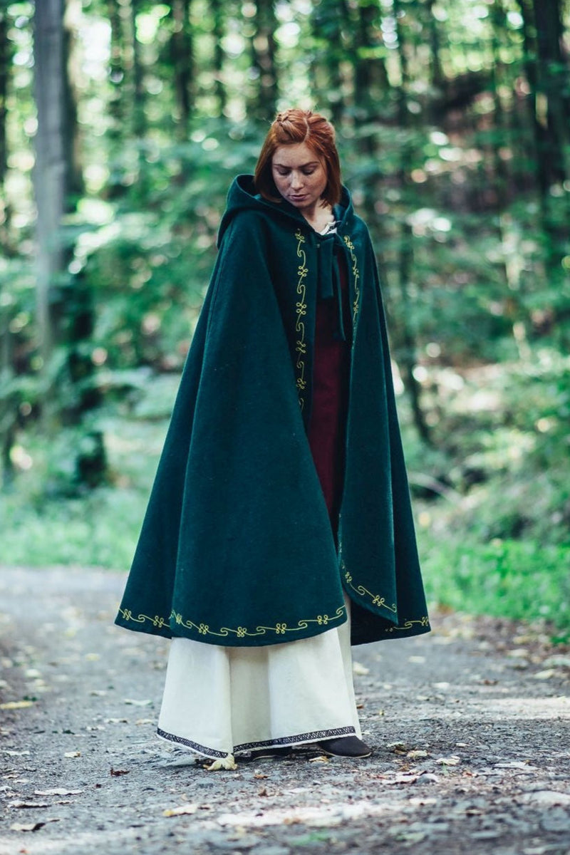 Manteau Ceridwen, vert, mélange de laine