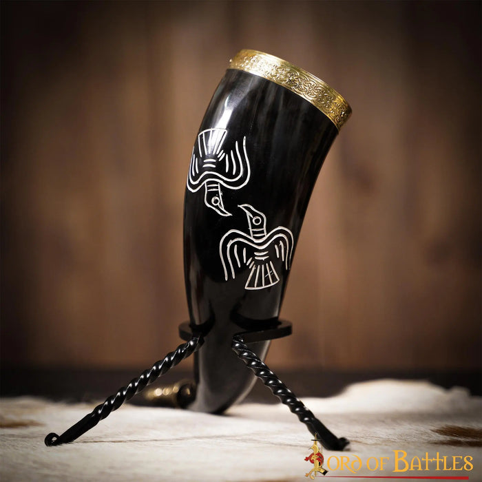 Chifre de beber Odin gravado, 300-500 ml