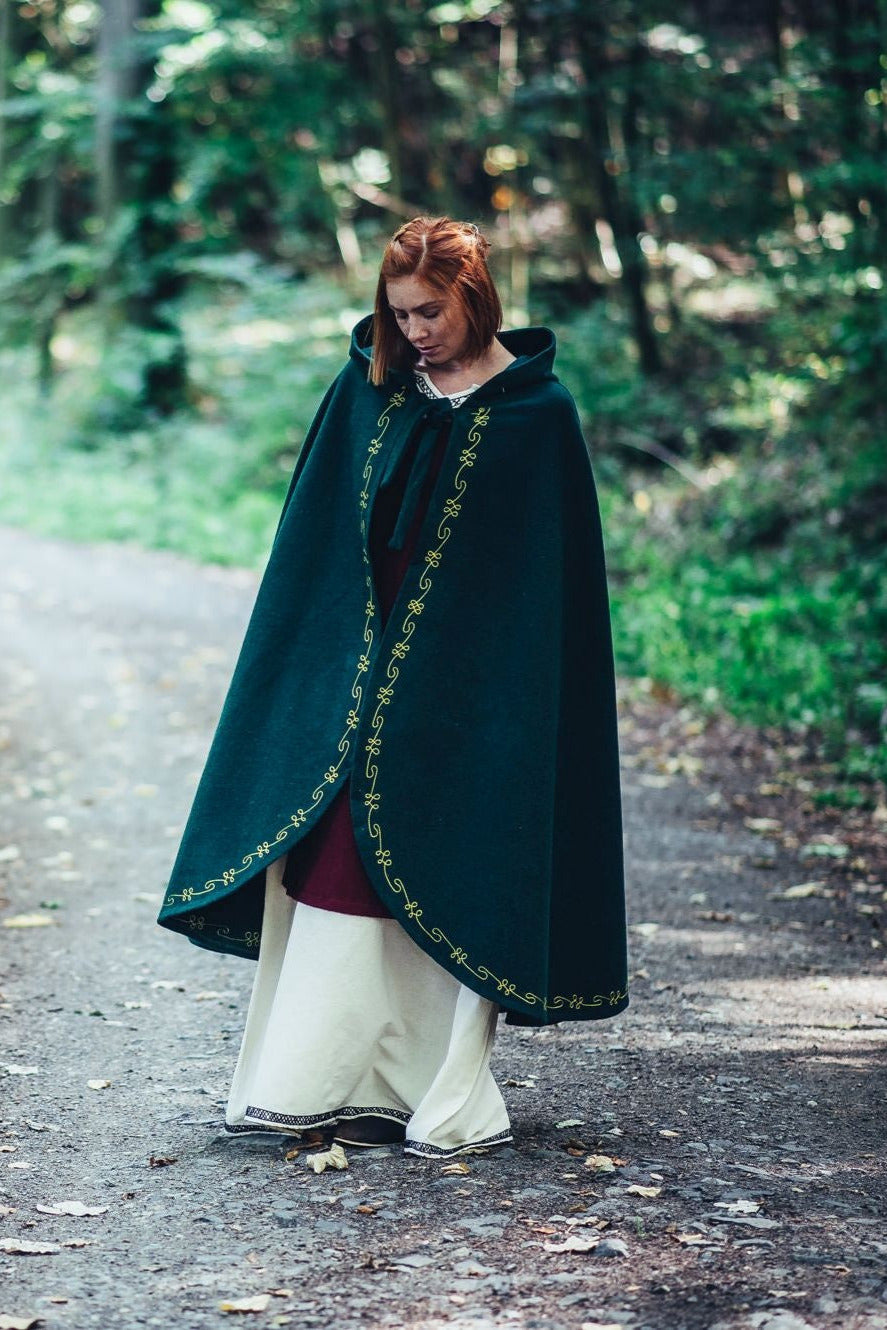 Mantel Ceridwen, grün, Wollmischung