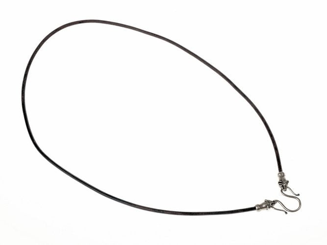 Collier viking avec belettes, noir, cuir