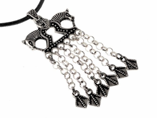 Ornamento vichingo a cavallo di Staraja Ladoga, bronzo argentato