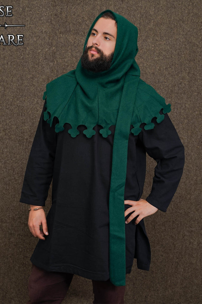 Late Medieval Liripipe Hood, Wool, Green