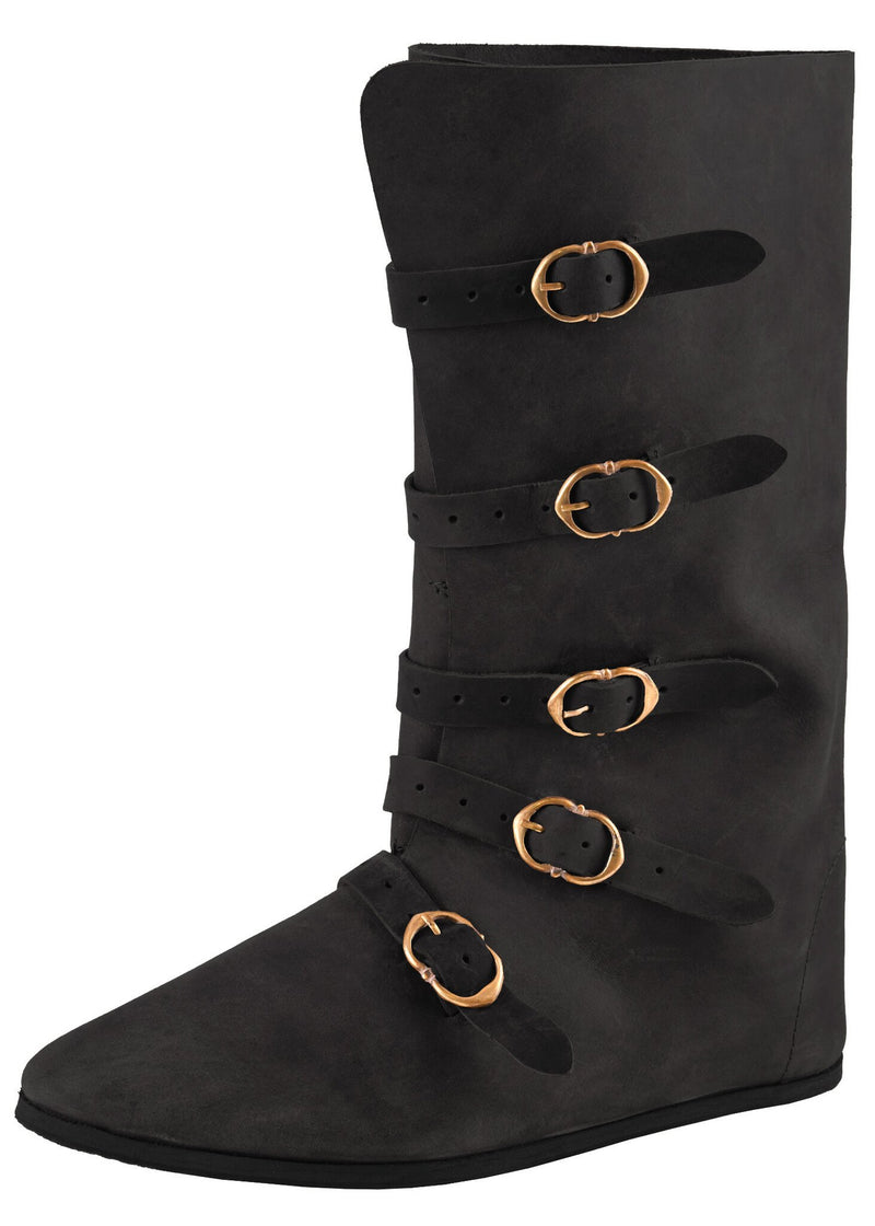 Średniowieczne buty z klamrami, czarne