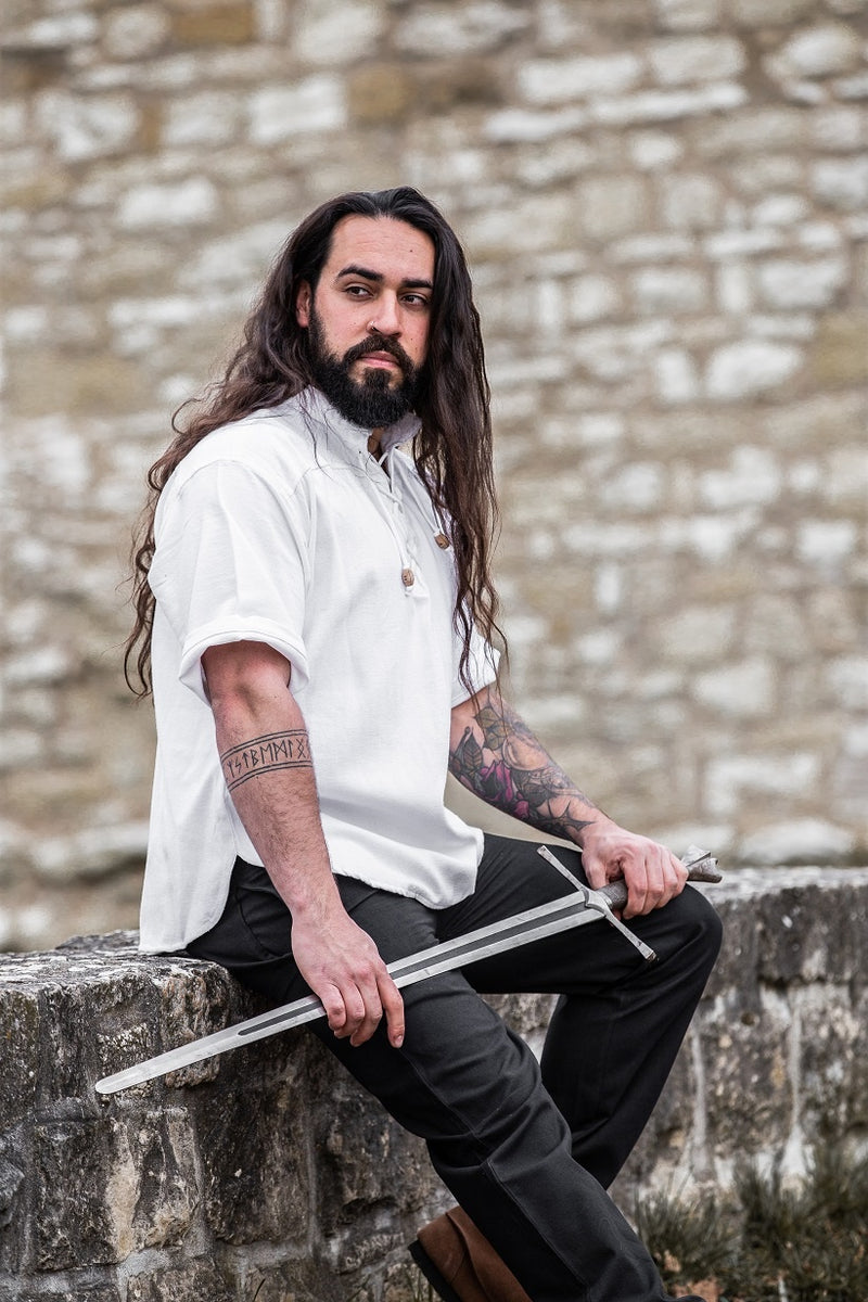 Chemise médiévale à manches courtes, blanc