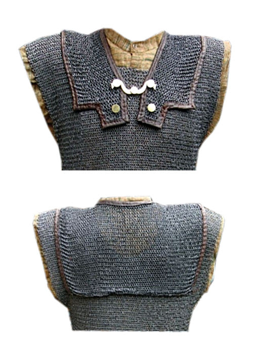 Ringbrynje-skulderstykke til lorica hamata, runde ringe med runde klinknagler, 6 mm