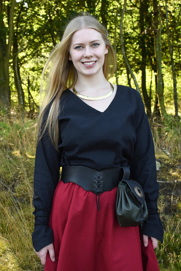 Middeleeuwse blouse Aubrey, zwart