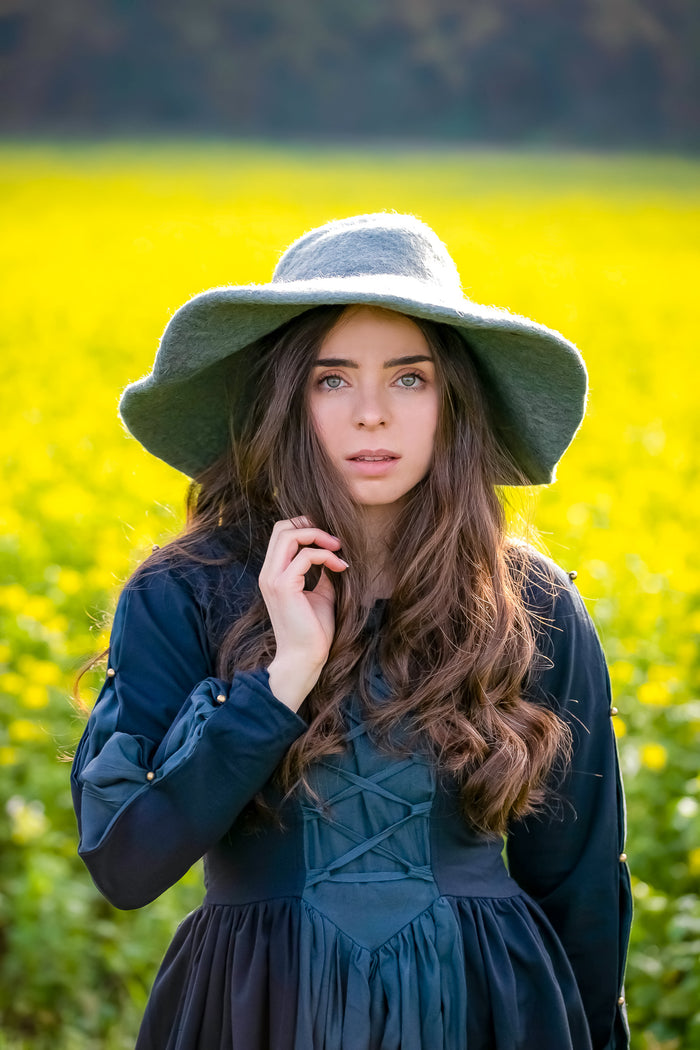Historical brimmed hat, grey, wool felt