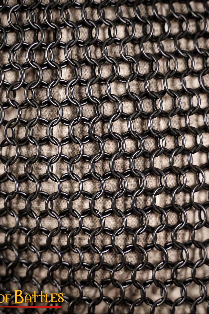 Hauberk with split, black, unriveted 10 mm