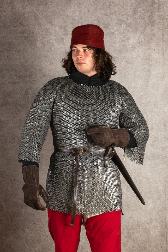 Haubergeon, blandet, flade ringe med runde klinknagler, 8 mm