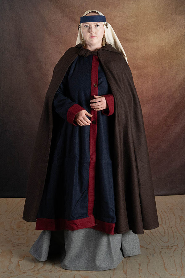 Middelalderlig kappe Karen, uldmix, brun