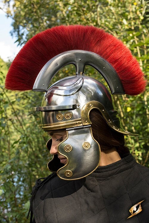 Romersk legionärhjälm med röd hjälmkam, 1 till 1,2 mm