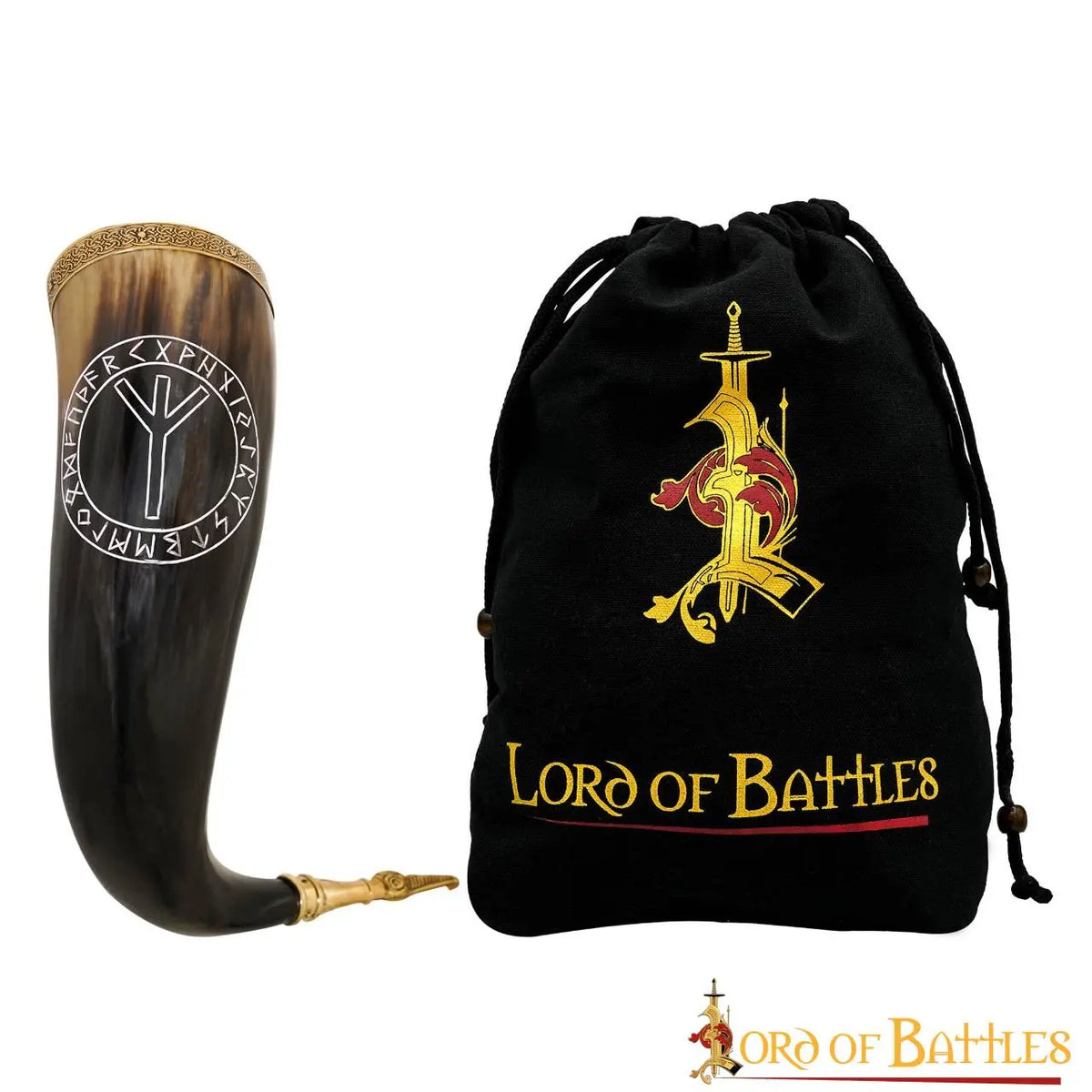 Algiz beskyttelsesrune drikkehorn, 300–500 ml