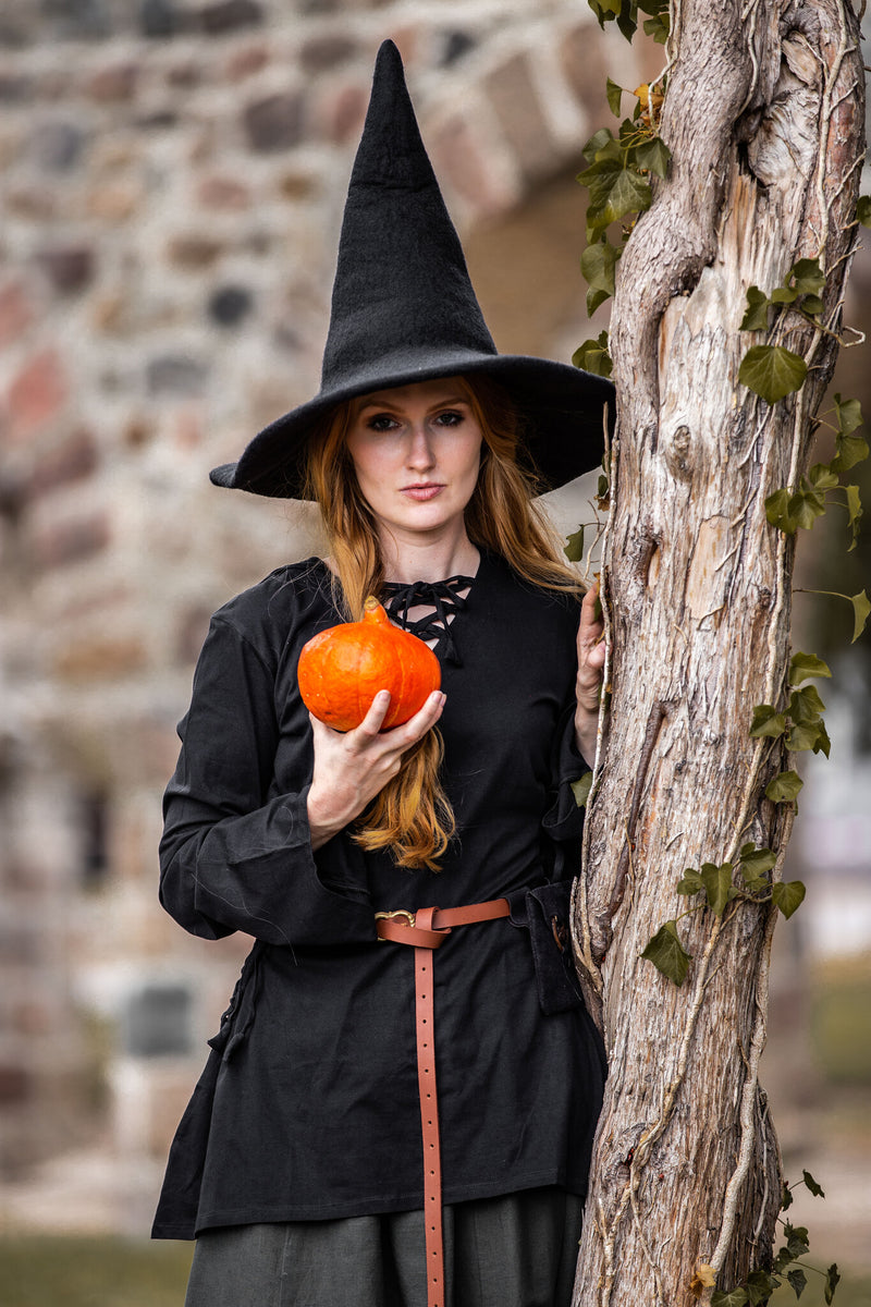 Kapelusz czarownicy, czarny, filc wełniany