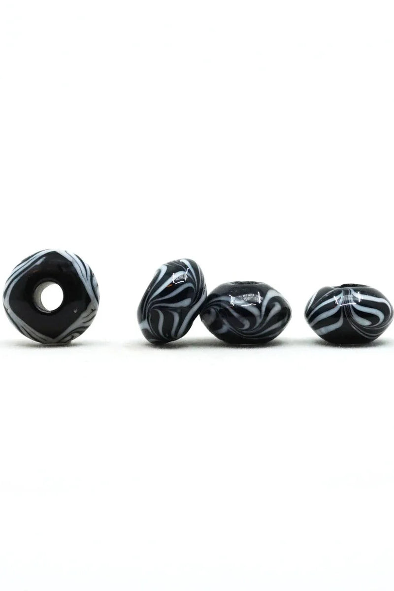 Viking glass bead Gotland, black-white