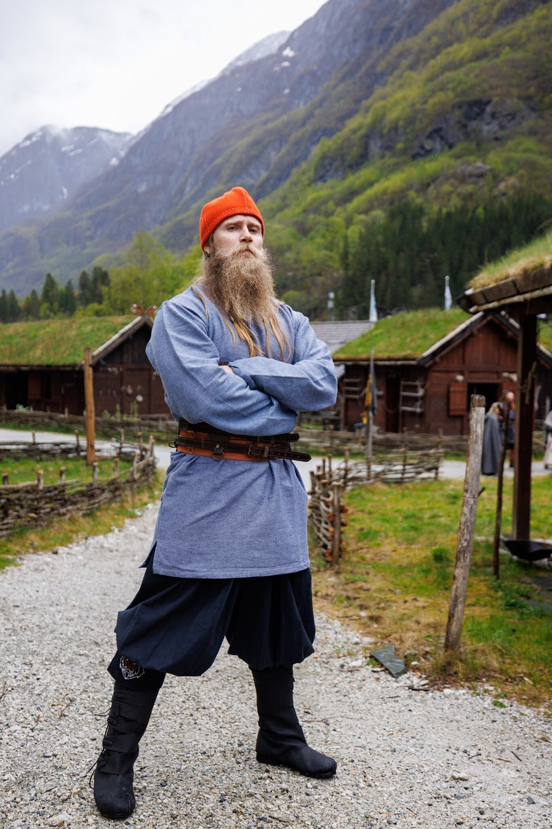 Bonnet viking Borka, orange, mélange de laine