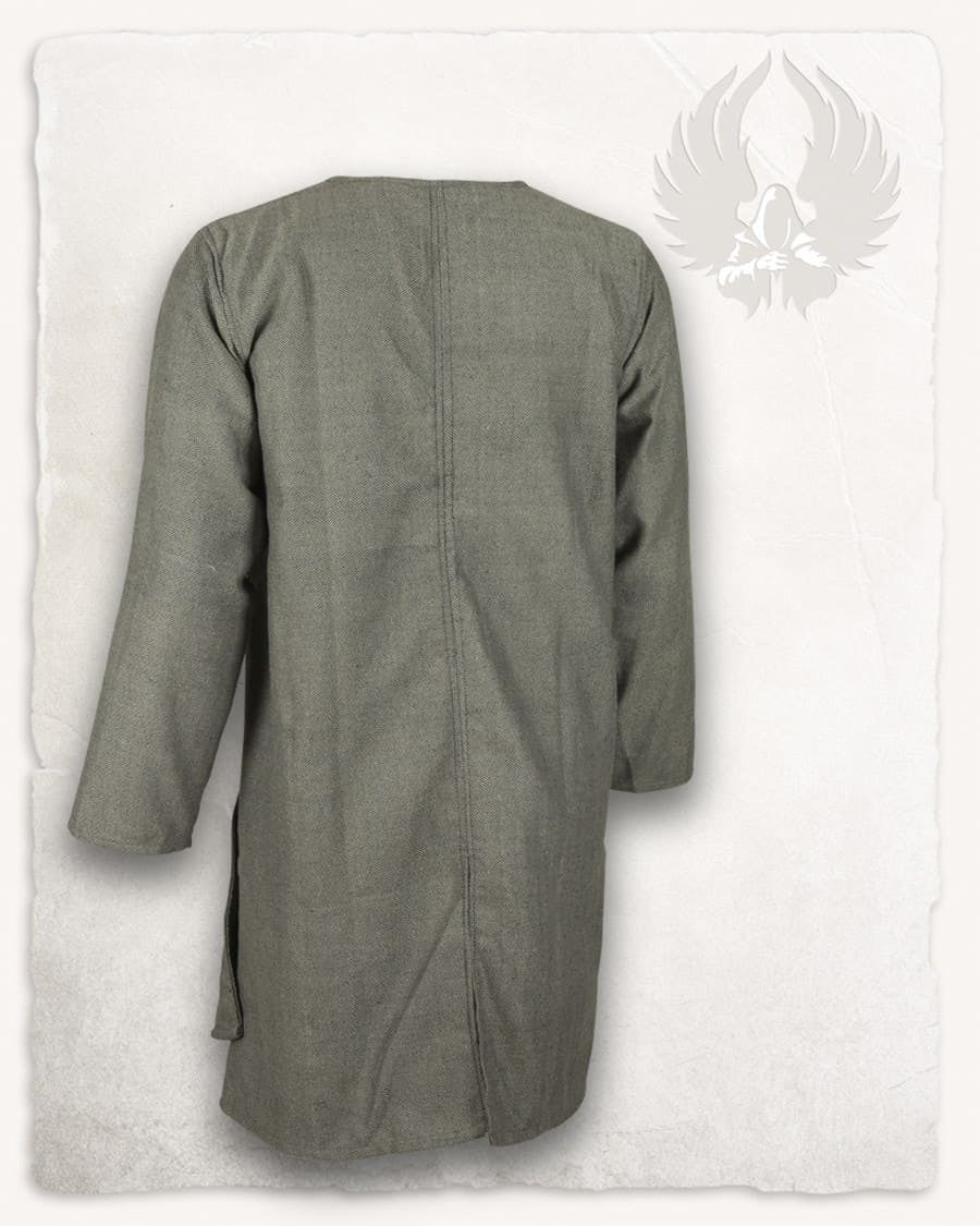 Caftano vichingo, grigio, misto lana a motivo spigato