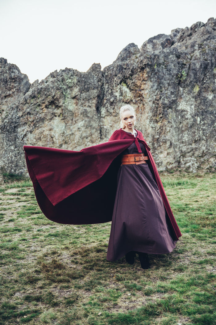 Middelalderlig kappe Robin, uldmix, rød