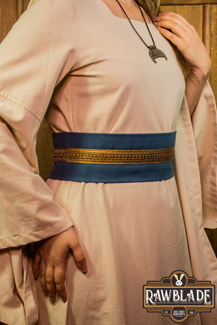 Fabric belt Jeanne, blue-gold