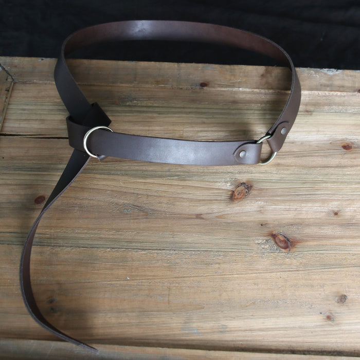 Leren riem met ringsluiting 4cm, zwart splitleer, 165 cm