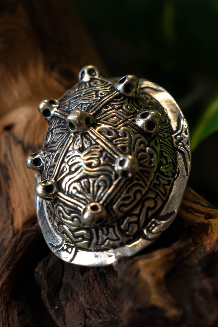 Viking schildpad broche Dublin, verzilverd, prijs per stuk