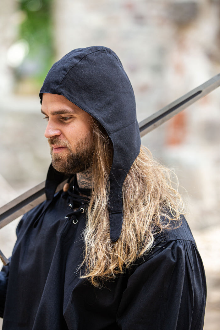 Średniowieczny czepek, czarny