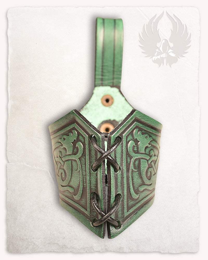 Drinking horn belt holder Castagir green